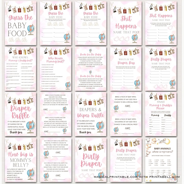 Girl adventure Awaits Baby Shower Games Bundle