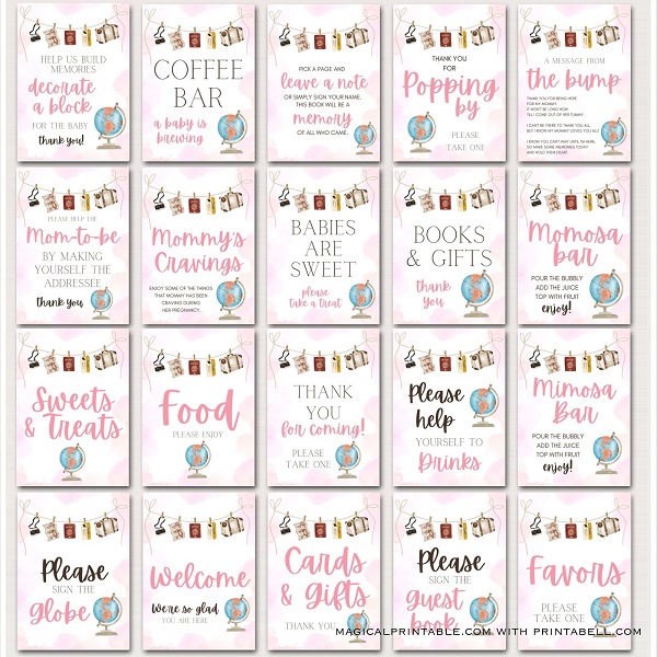 Pink Adventure Awaits Baby Shower Games Bundle