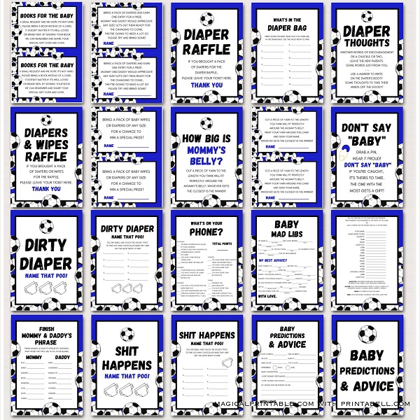 blue soccer baby shower games printables