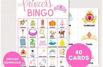 princess party bingo cards