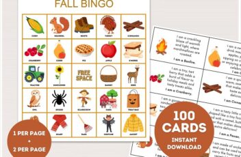 printable fall bingo cards