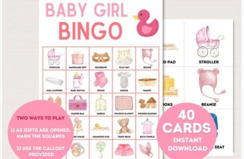 Girl Baby Shower Bingo Cards