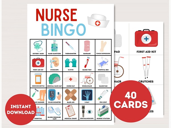 printable nurse bingo cards with pictures