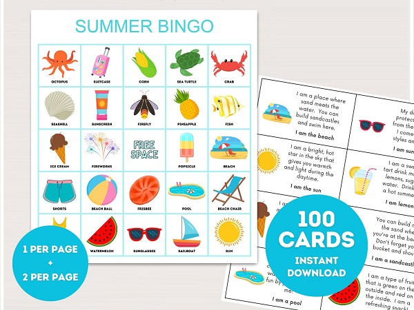 100 Printable Summer bingo – Printabell • Express