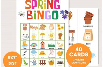 spring bingo cards with pictures for kids