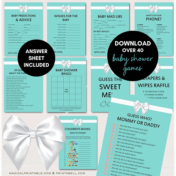 tiffany baby shower games package