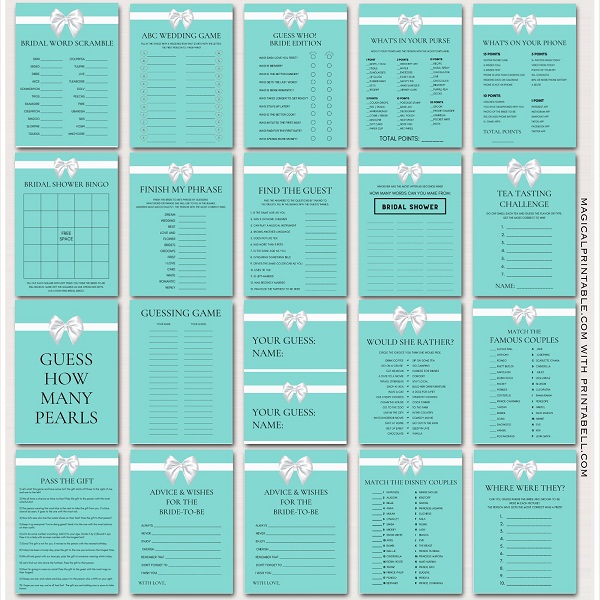 tiffany bridal shower games package