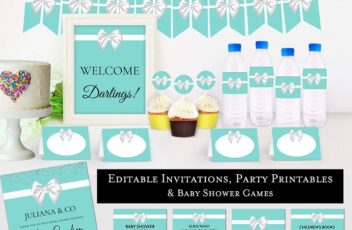 tiffany themed baby shower printables and games editable invitation