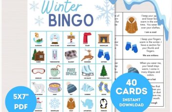 winter bingo cards with pictures for kids