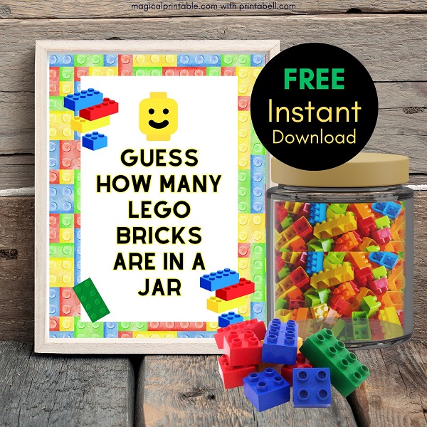 Free Printable How Many Lego are in the Jar Sign