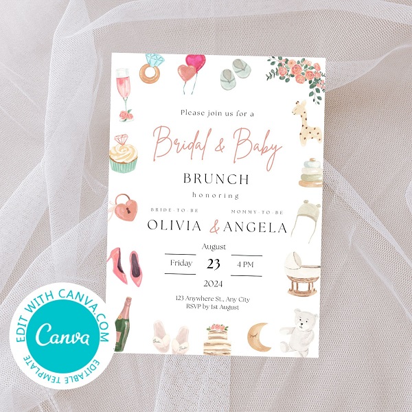 Editable Combined Baby Shower and Bridal Shower Invitation