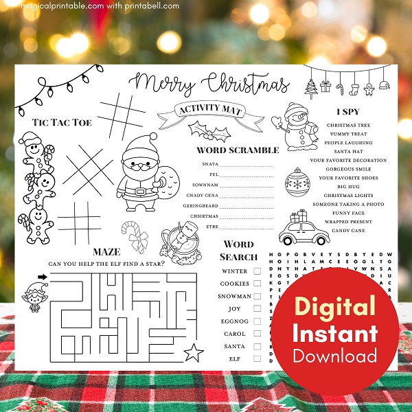 Christmas Kids Activity Mat Coloring