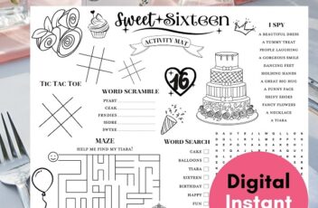 Sweet 16 Kids Activity and Coloring Mat