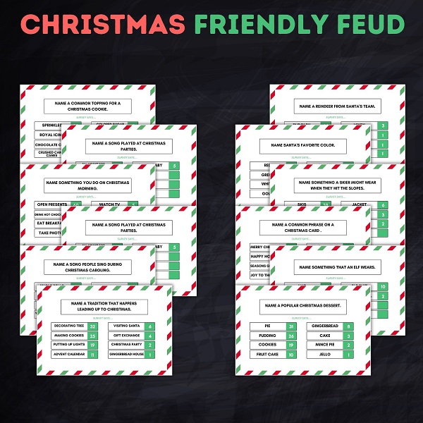 Christmas Friendly Family Feud Game Printable