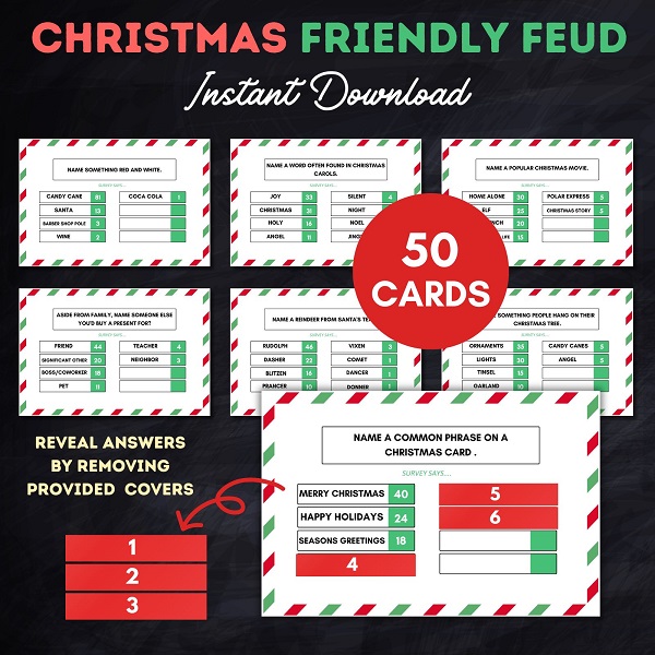 Christmas Friendly Feud Game Printable