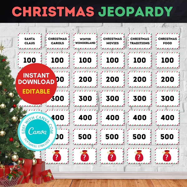 Editable Christmas Jeopardy Game