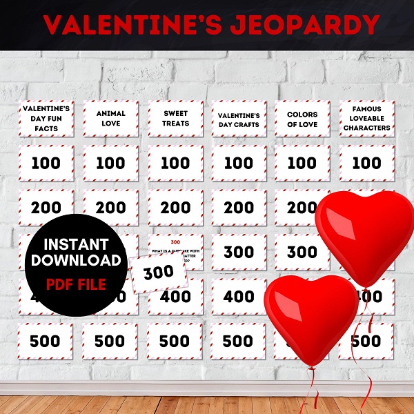 Valentines Day Jeopardy Game for kids download