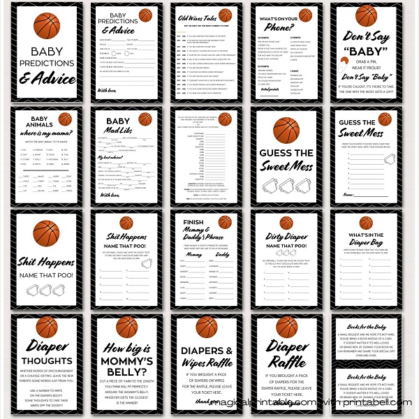 basketball baby shower games printable