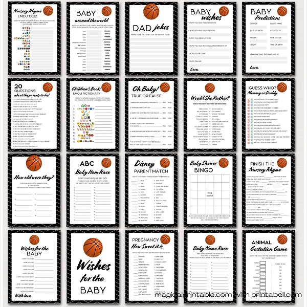 basketball baby shower games template