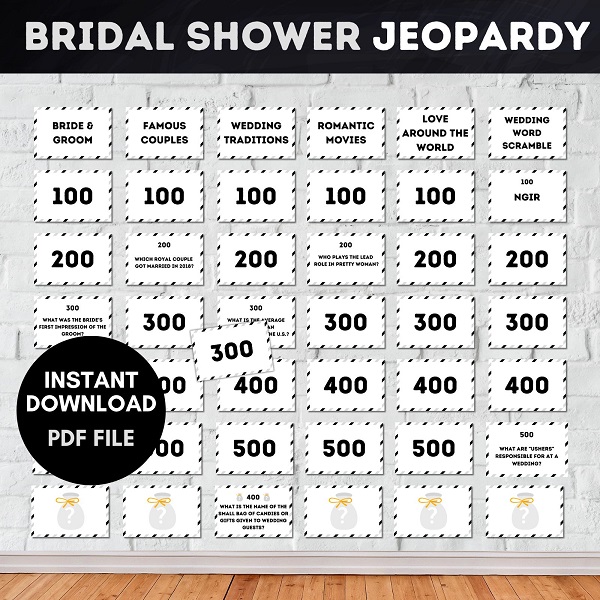 instant download bridal shower jeopardy game