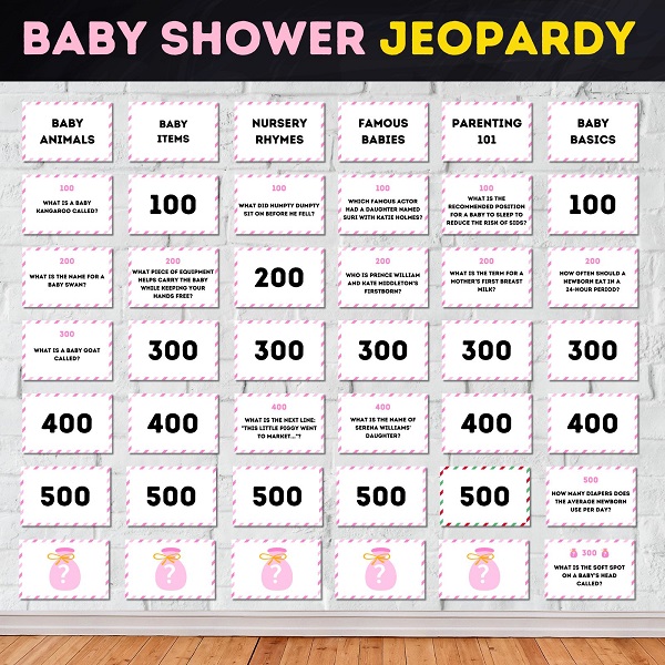 printable baby shower jeopardy game PDF