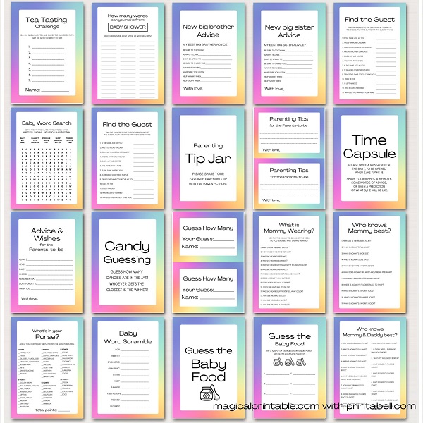 rainbow baby shower printables