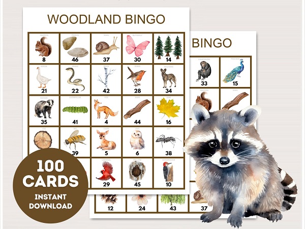 woodland bingo cards