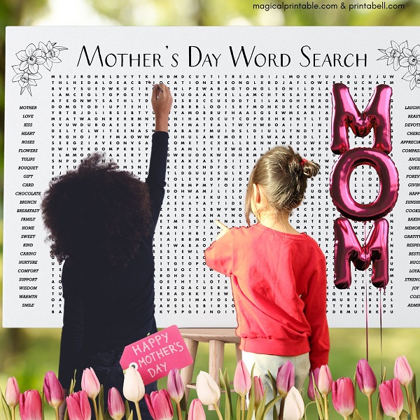 mothers day word search printable