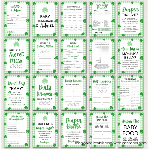 printable march baby shower games bundle