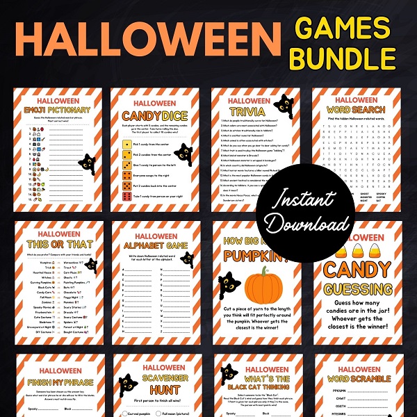 printable halloween party games for adults and kids