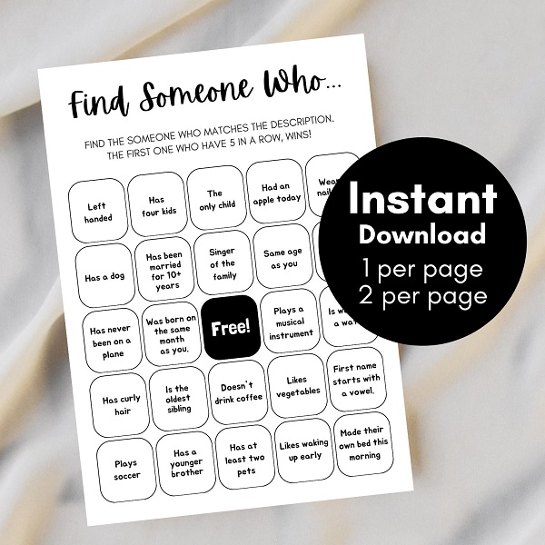 Find Someone Who Bingo Game