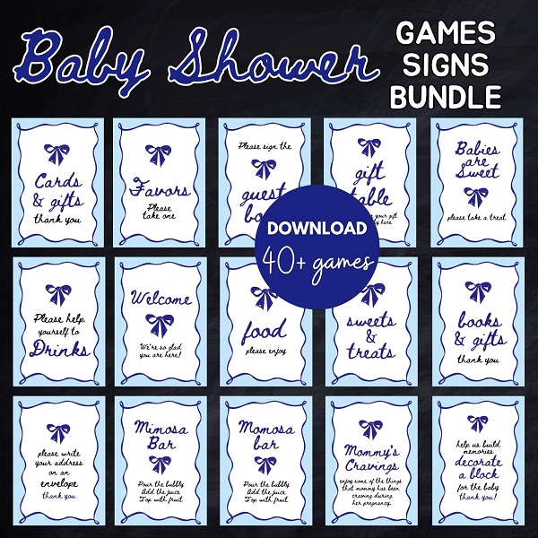 Coquette Bow Baby Shower Games Package
