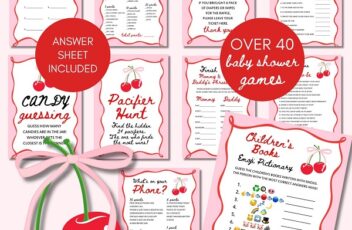 Sweet Cherry on Top Baby Shower Games Bundle