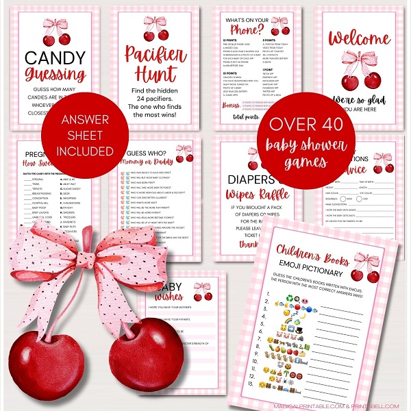 cherry on top baby shower games and signs