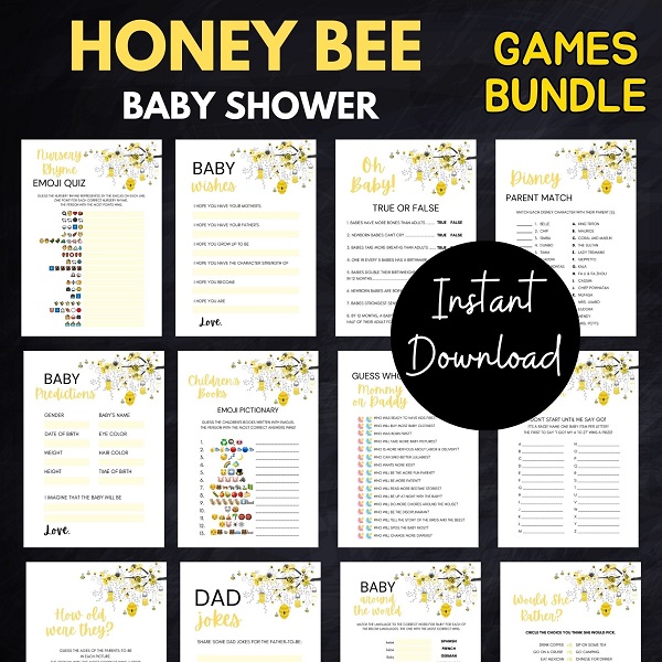 honey Bee Baby Shower Games Printable