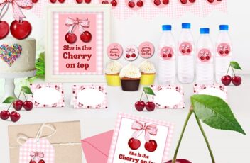 printable cherry on top party package bundle