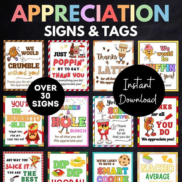 retro style appreciation week signs