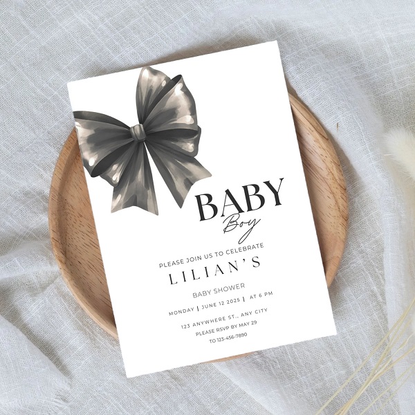 black bow editable invitation - coquette