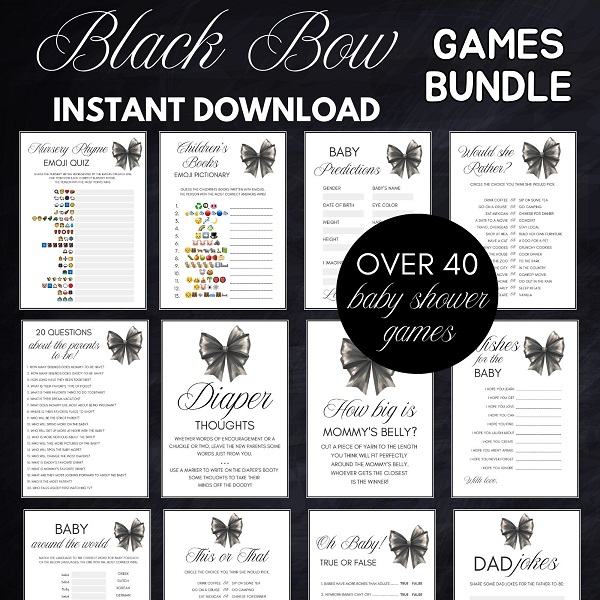 black coquette baby shower games