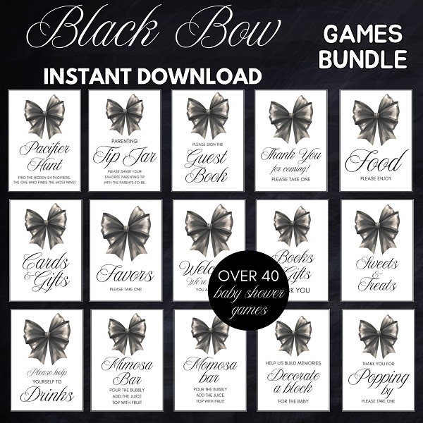 black coquette party signs