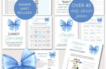 blue bow coquette baby shower games