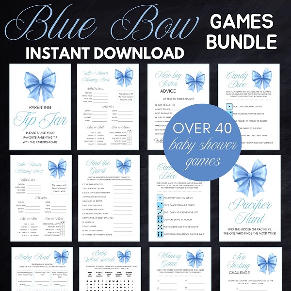 blue coquette baby shower games