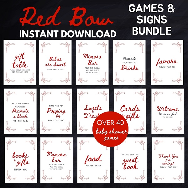coquette baby shower game bundle
