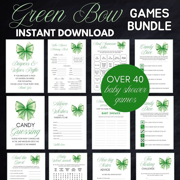 coquette green baby shower game