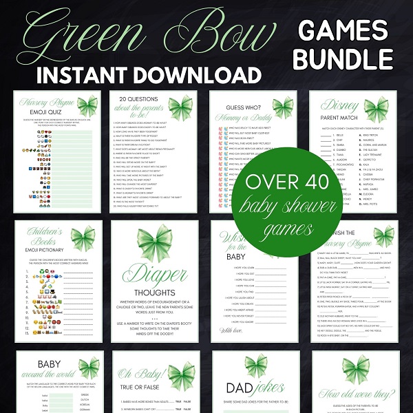 green bow baby shower game download