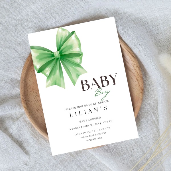 green bow editable invitation - coquette