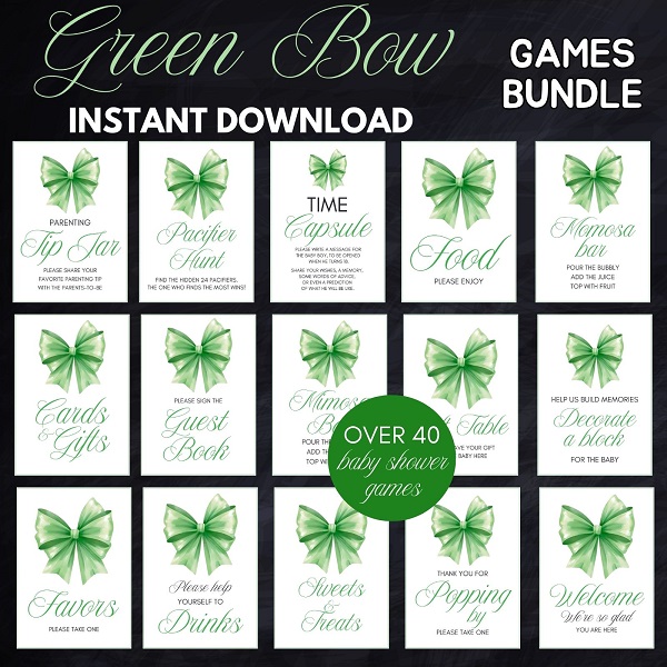 green bow party signs