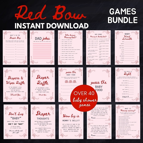 instant download baby shower games