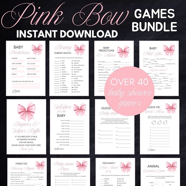 pink coquette baby shower game