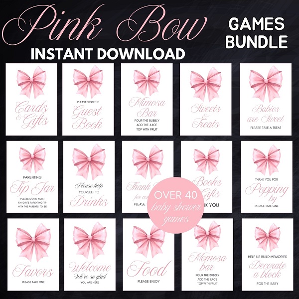 pink coquette party signs